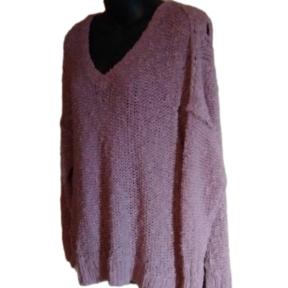 Hollister lavender sweater. Size large. Great details in the back! So fall! - Picture 3 of 9